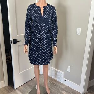 Lauren Ralph Lauren Navy Polka Dot Long Sleeve Dress